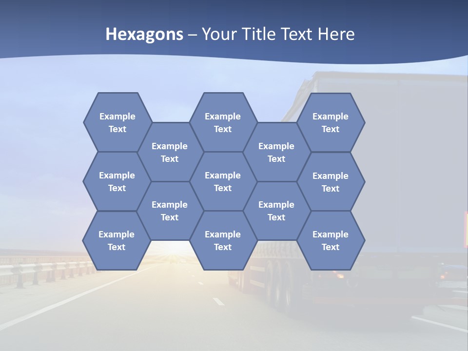 A Semi Truck Driving Down A Highway At Sunset PowerPoint Template