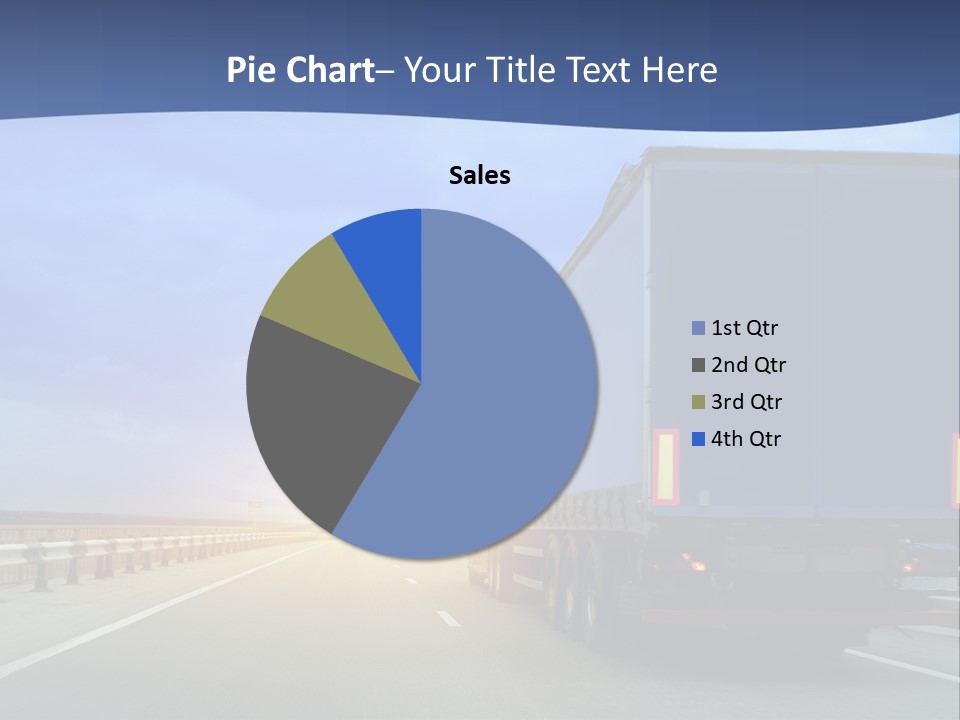 A Semi Truck Driving Down A Highway At Sunset PowerPoint Template