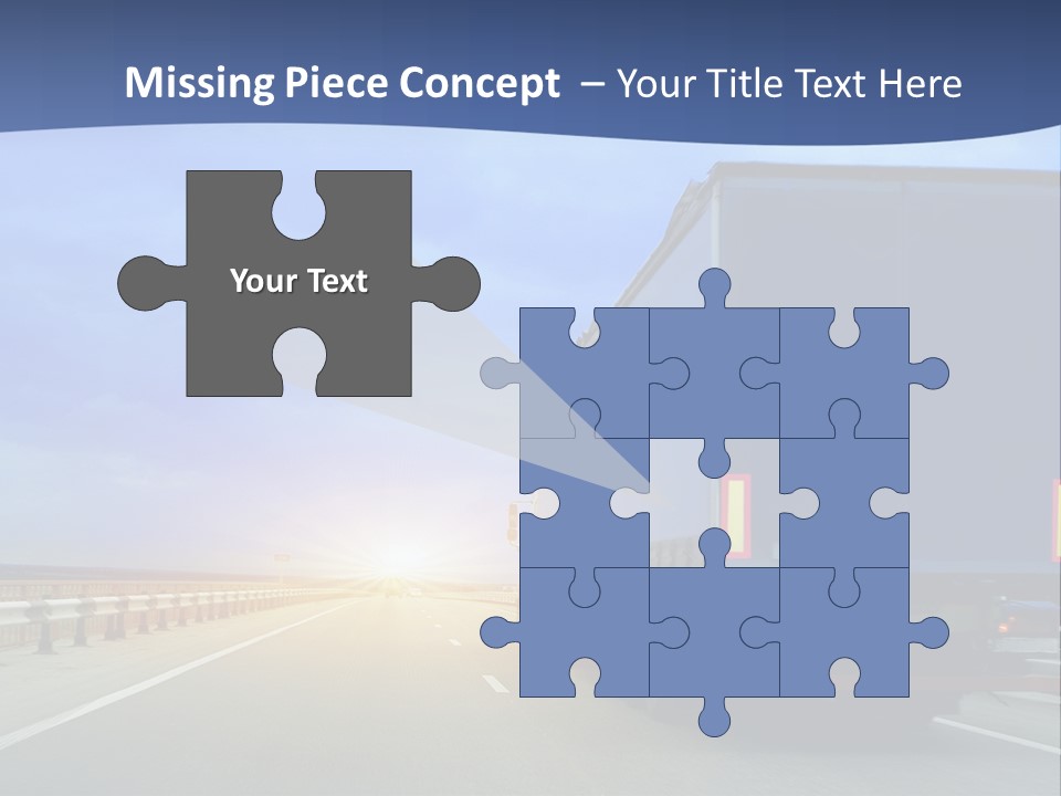 A Semi Truck Driving Down A Highway At Sunset PowerPoint Template