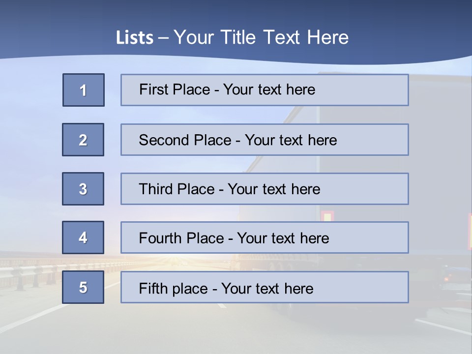 A Semi Truck Driving Down A Highway At Sunset PowerPoint Template