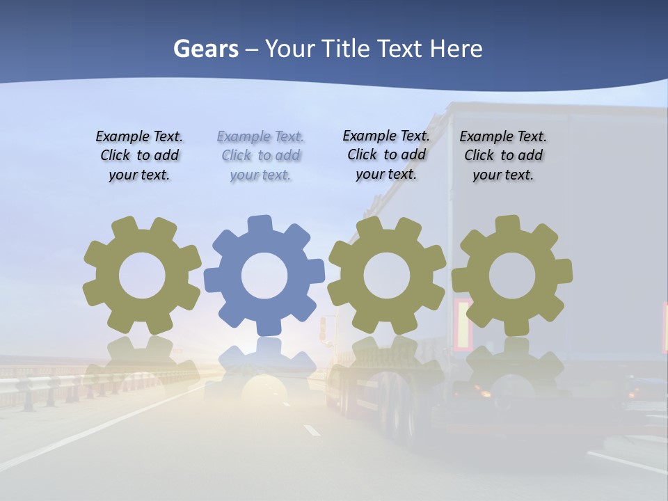 A Semi Truck Driving Down A Highway At Sunset PowerPoint Template