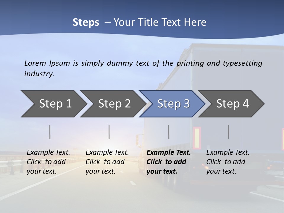 A Semi Truck Driving Down A Highway At Sunset PowerPoint Template