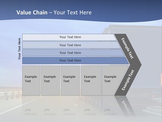 A Semi Truck Driving Down A Highway At Sunset PowerPoint Template