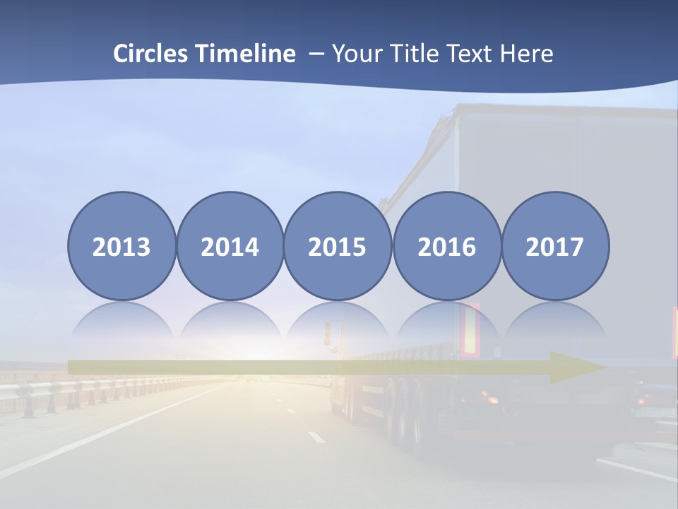 A Semi Truck Driving Down A Highway At Sunset PowerPoint Template