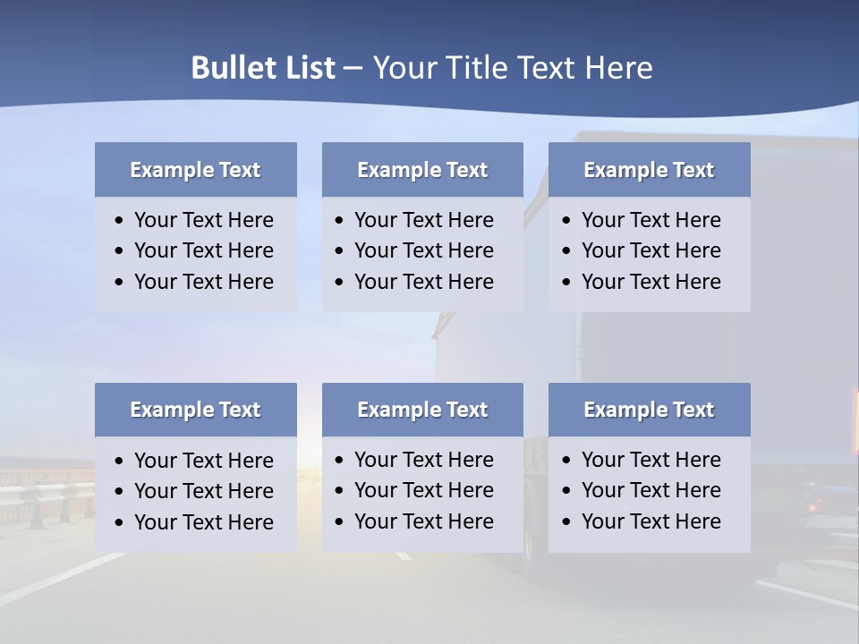 A Semi Truck Driving Down A Highway At Sunset PowerPoint Template