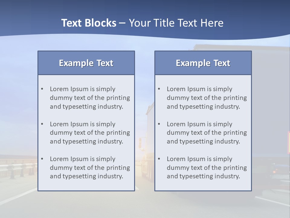 A Semi Truck Driving Down A Highway At Sunset PowerPoint Template