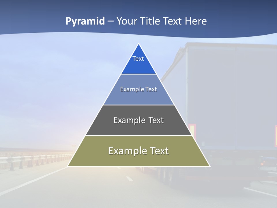 A Semi Truck Driving Down A Highway At Sunset PowerPoint Template