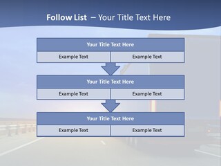 A Semi Truck Driving Down A Highway At Sunset PowerPoint Template