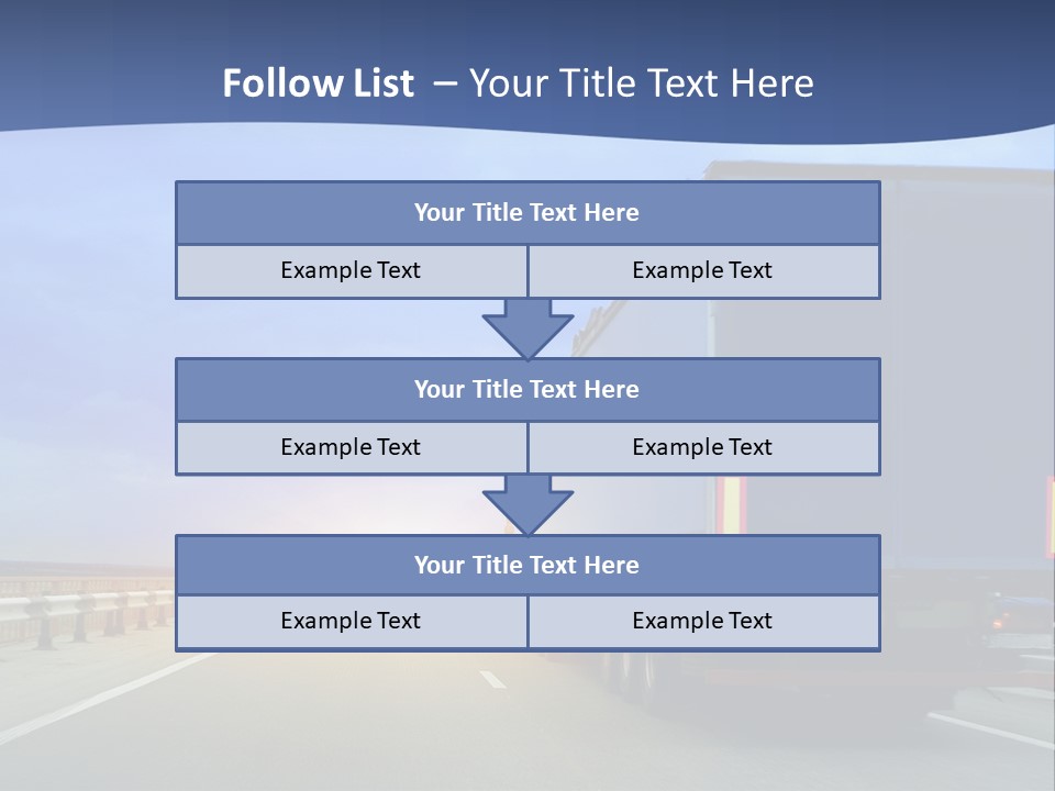 A Semi Truck Driving Down A Highway At Sunset PowerPoint Template
