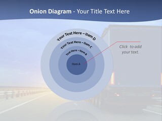 A Semi Truck Driving Down A Highway At Sunset PowerPoint Template