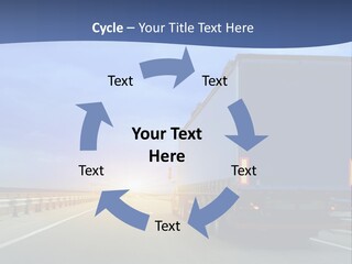 A Semi Truck Driving Down A Highway At Sunset PowerPoint Template