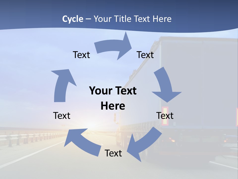 A Semi Truck Driving Down A Highway At Sunset PowerPoint Template