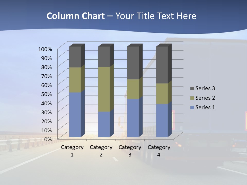 A Semi Truck Driving Down A Highway At Sunset PowerPoint Template