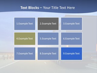 A Semi Truck Driving Down A Highway At Sunset PowerPoint Template