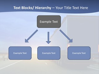 A Semi Truck Driving Down A Highway At Sunset PowerPoint Template