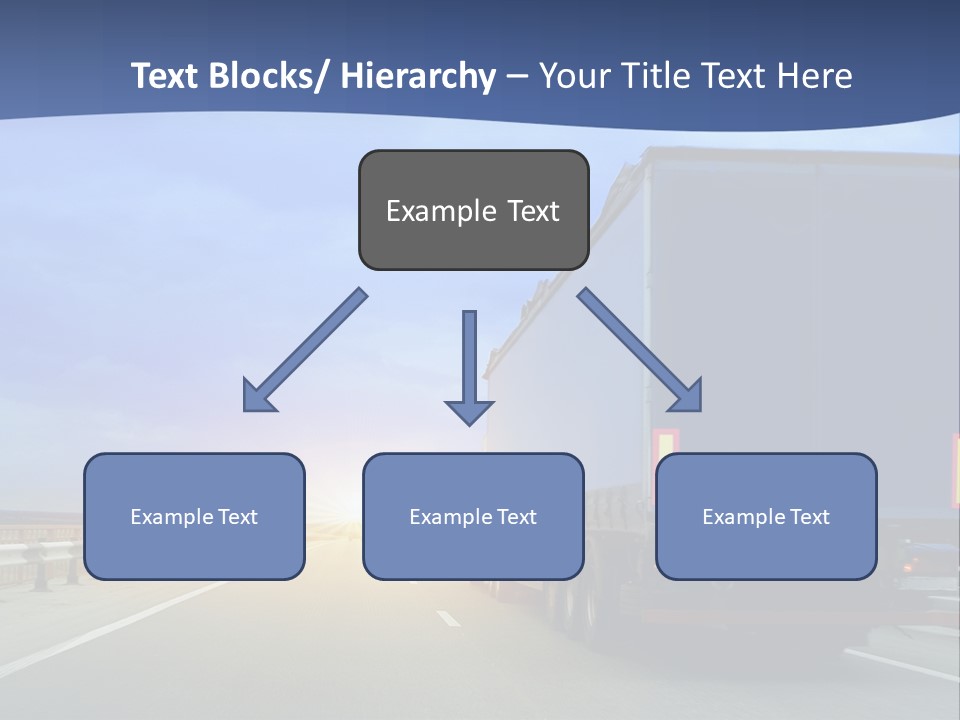 A Semi Truck Driving Down A Highway At Sunset PowerPoint Template