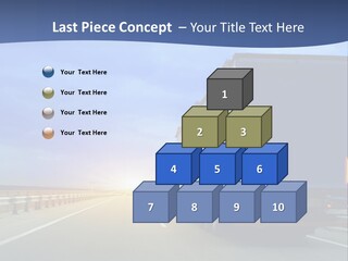 A Semi Truck Driving Down A Highway At Sunset PowerPoint Template