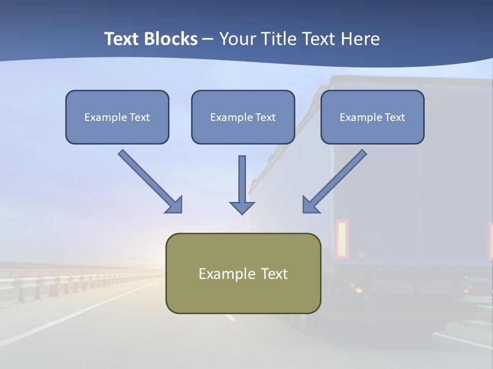 A Semi Truck Driving Down A Highway At Sunset PowerPoint Template