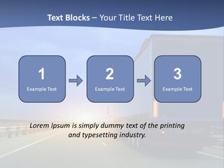 A Semi Truck Driving Down A Highway At Sunset PowerPoint Template