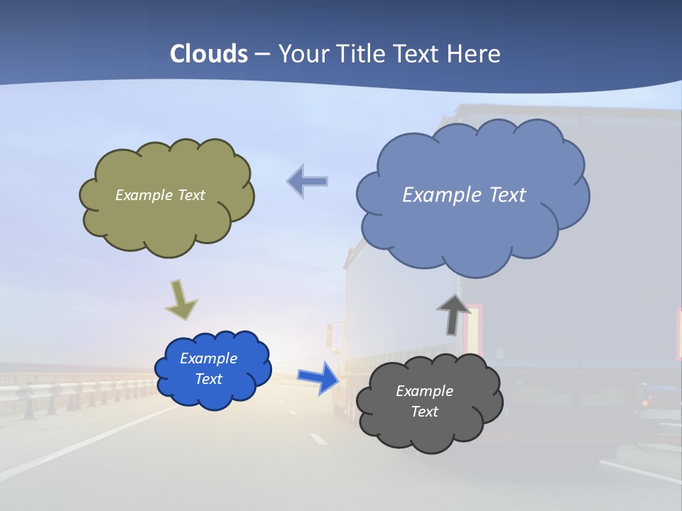 A Semi Truck Driving Down A Highway At Sunset PowerPoint Template