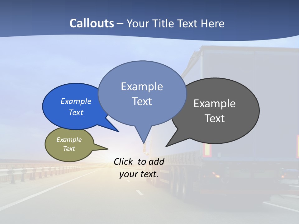 A Semi Truck Driving Down A Highway At Sunset PowerPoint Template