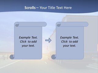 A Semi Truck Driving Down A Highway At Sunset PowerPoint Template