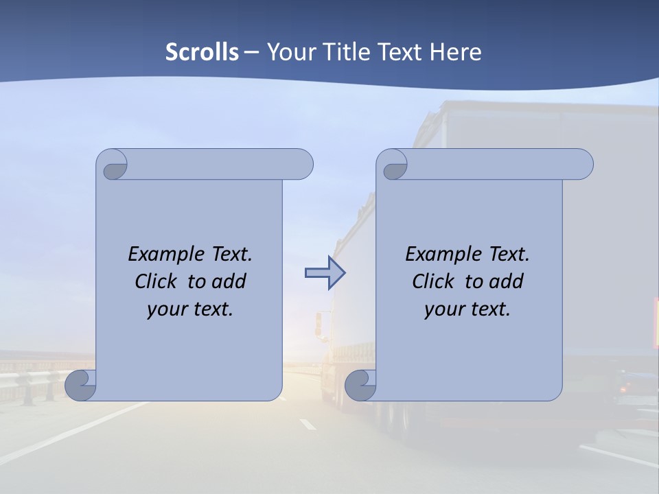 A Semi Truck Driving Down A Highway At Sunset PowerPoint Template