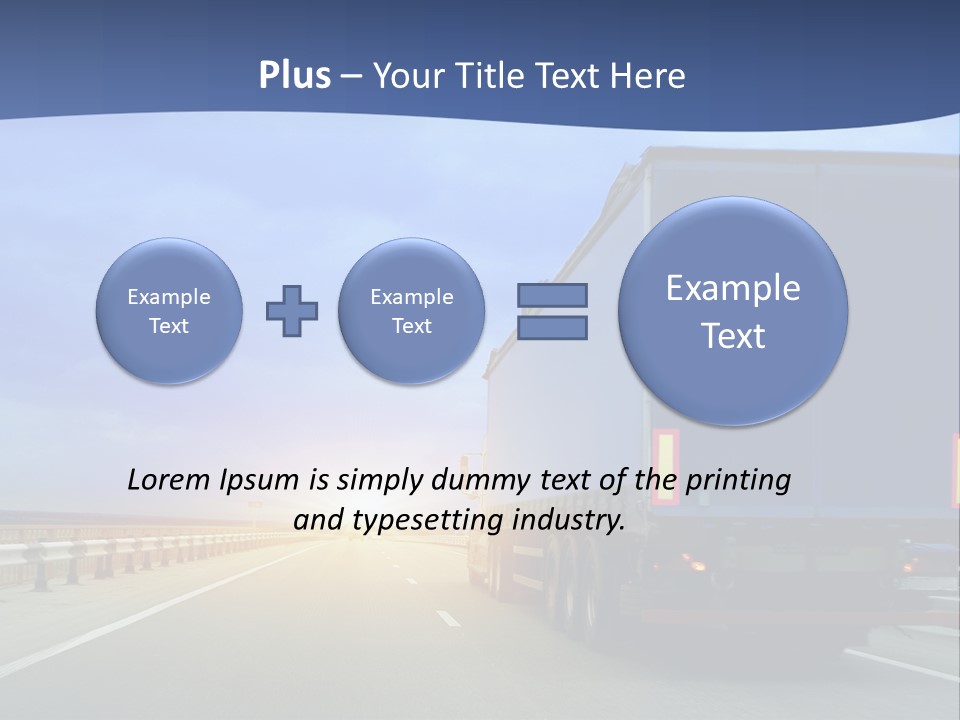A Semi Truck Driving Down A Highway At Sunset PowerPoint Template