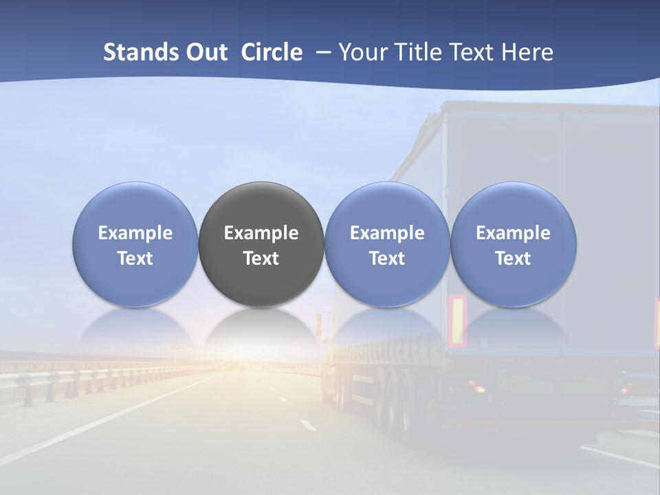 A Semi Truck Driving Down A Highway At Sunset PowerPoint Template