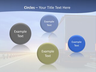 A Semi Truck Driving Down A Highway At Sunset PowerPoint Template