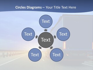 A Semi Truck Driving Down A Highway At Sunset PowerPoint Template