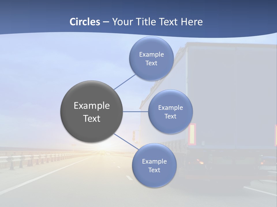 A Semi Truck Driving Down A Highway At Sunset PowerPoint Template