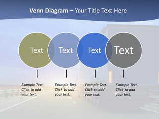 A Semi Truck Driving Down A Highway At Sunset PowerPoint Template