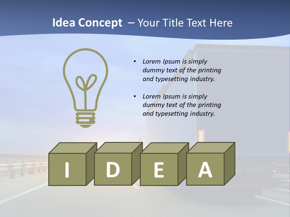 A Semi Truck Driving Down A Highway At Sunset PowerPoint Template