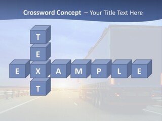 A Semi Truck Driving Down A Highway At Sunset PowerPoint Template