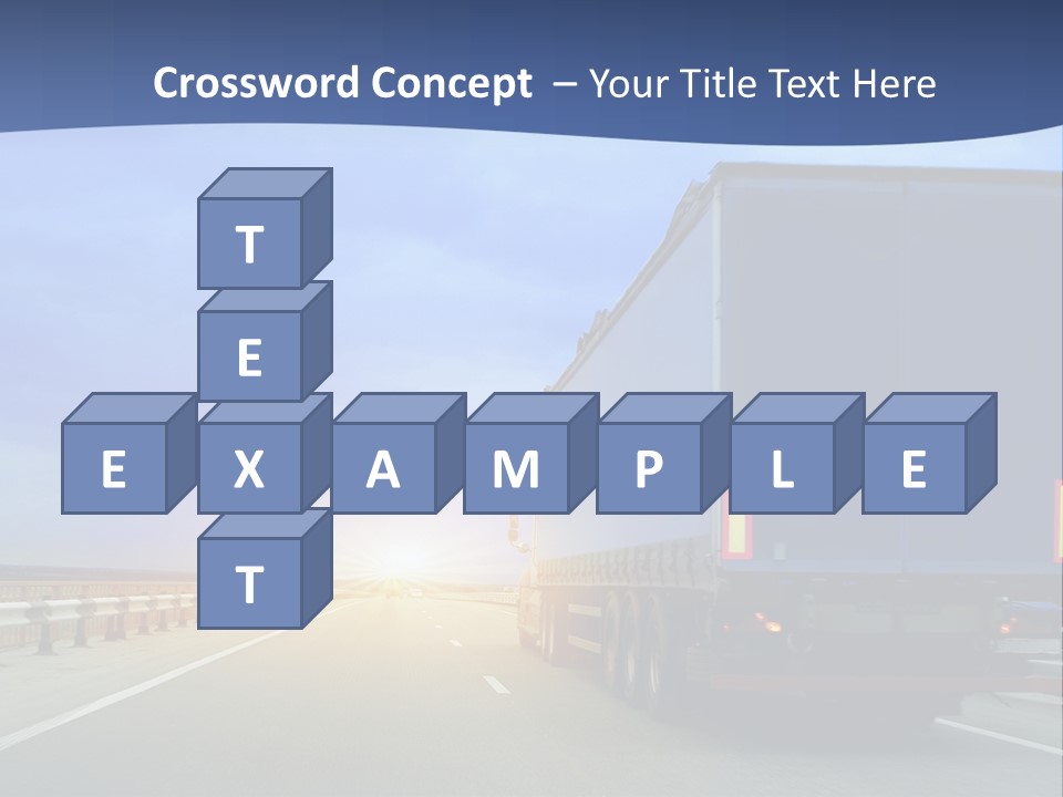 A Semi Truck Driving Down A Highway At Sunset PowerPoint Template