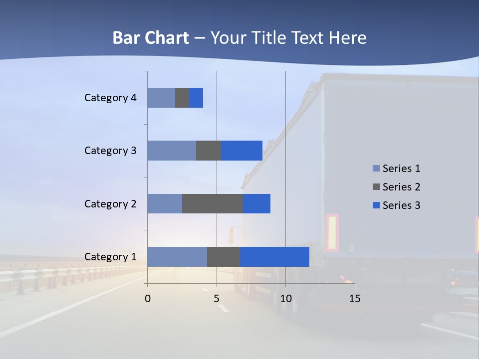 A Semi Truck Driving Down A Highway At Sunset PowerPoint Template