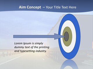 A Semi Truck Driving Down A Highway At Sunset PowerPoint Template