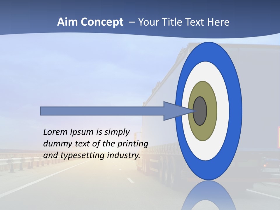 A Semi Truck Driving Down A Highway At Sunset PowerPoint Template