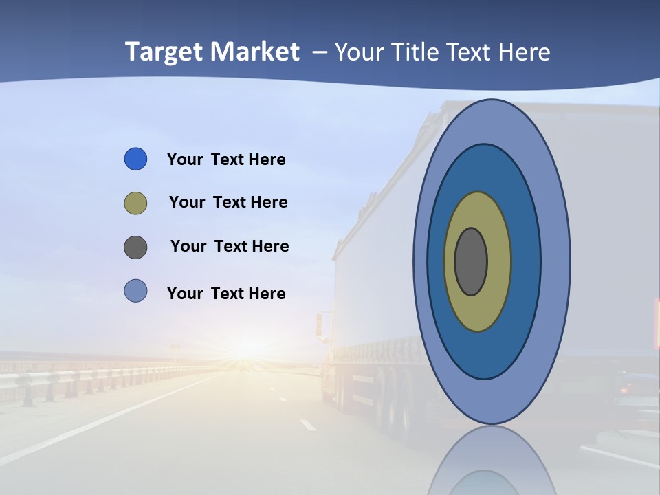 A Semi Truck Driving Down A Highway At Sunset PowerPoint Template