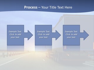 A Semi Truck Driving Down A Highway At Sunset PowerPoint Template