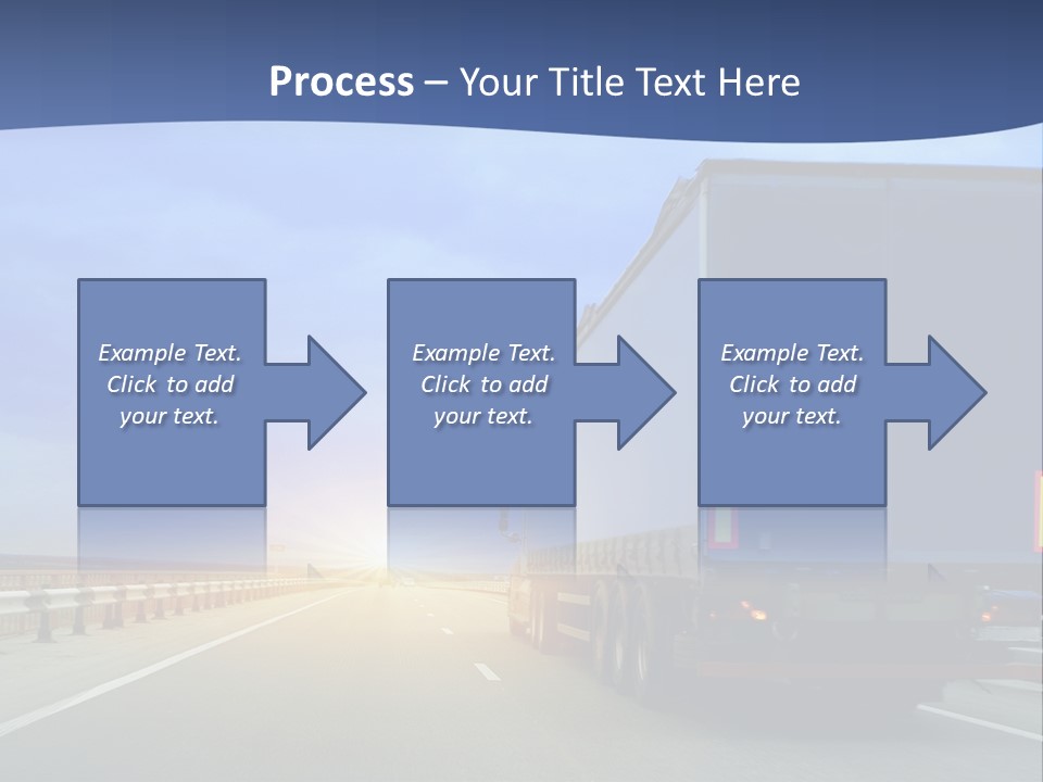 A Semi Truck Driving Down A Highway At Sunset PowerPoint Template