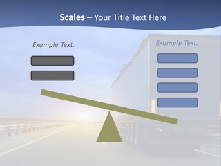 A Semi Truck Driving Down A Highway At Sunset PowerPoint Template
