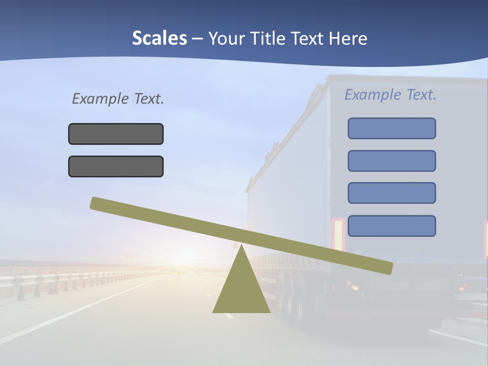 A Semi Truck Driving Down A Highway At Sunset PowerPoint Template