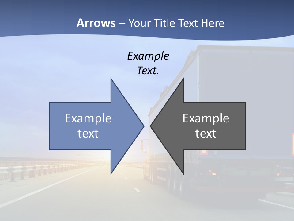 A Semi Truck Driving Down A Highway At Sunset PowerPoint Template