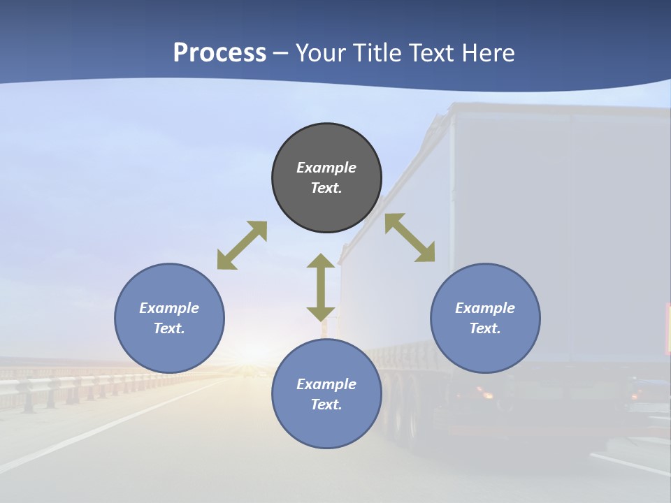 A Semi Truck Driving Down A Highway At Sunset PowerPoint Template