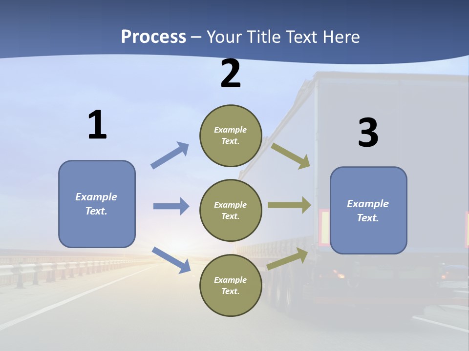 A Semi Truck Driving Down A Highway At Sunset PowerPoint Template