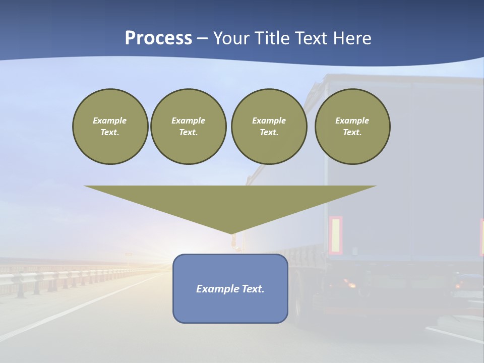 A Semi Truck Driving Down A Highway At Sunset PowerPoint Template