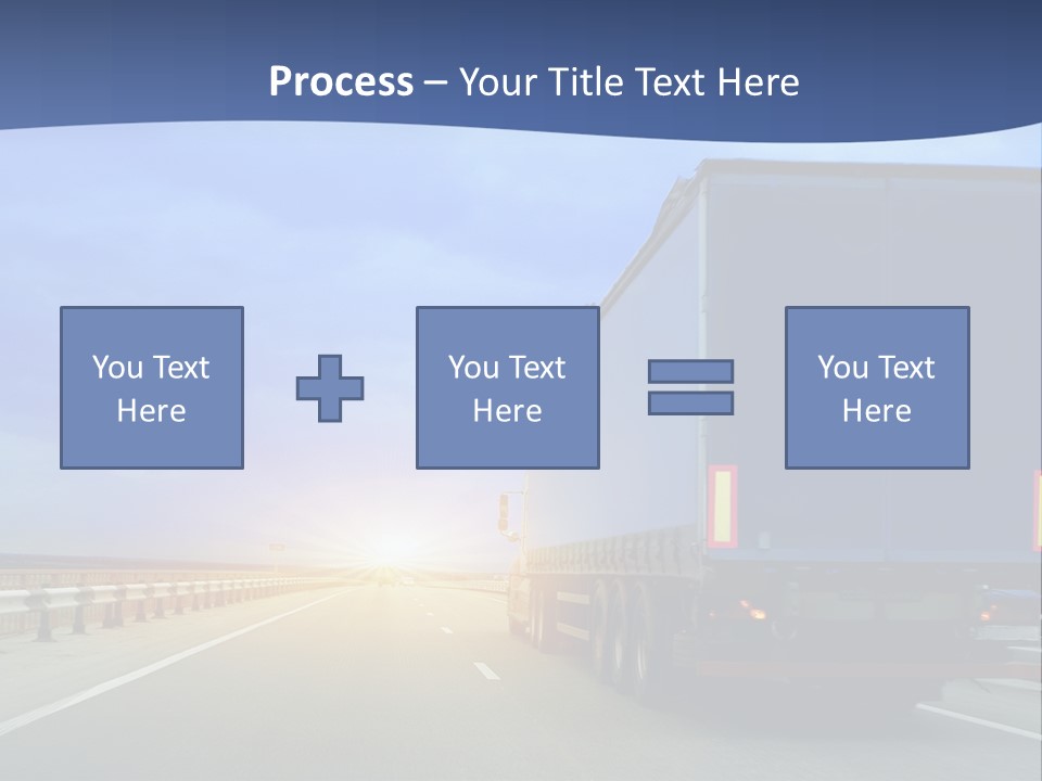 A Semi Truck Driving Down A Highway At Sunset PowerPoint Template