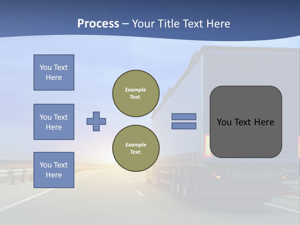A Semi Truck Driving Down A Highway At Sunset PowerPoint Template